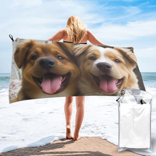 FCTVASDM Toalla de playa de microfibra de 27.5 x 55 pulgadas, toalla de secado rápido, manta de playa sin arena, toallas de camping de gran tamaño, toallas de baño divertidas para perros, toallas de