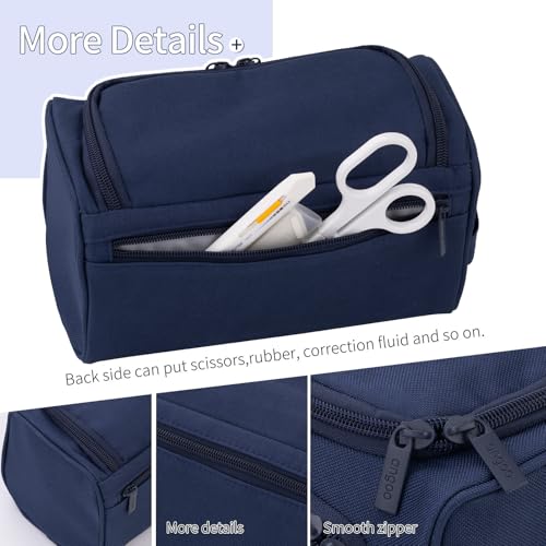 Image of HVOMO Big Capacity Pencil Case High Large Storage Pouch Marker Pen Case Travel Simple Stationery Bag School College Office Organizer for Teens Girls Adults Student(Blue)