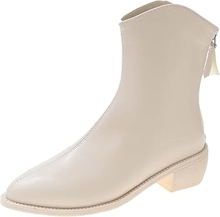 Yunyahe Women's Winter Boots Women's Fashion Autumn Winter Women's Ankle Boots Low Heel Pointed Toe Back Zip Comfortable Casual Style Military Outdoor