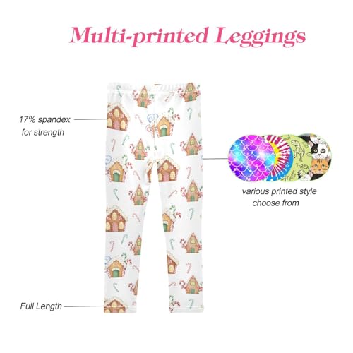 CaTaKu Girls Leggings Gingerbread Candy Canes Leggings for Girls Kids Athletic Workout Yoga Pants Size 4-10T4