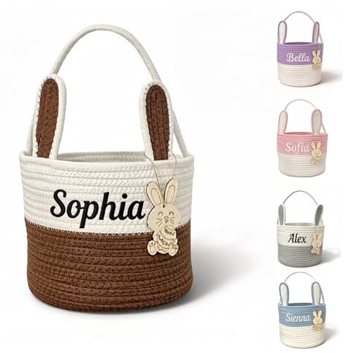 VRFASHION Personalized Easter Baskets with Embroidered Name