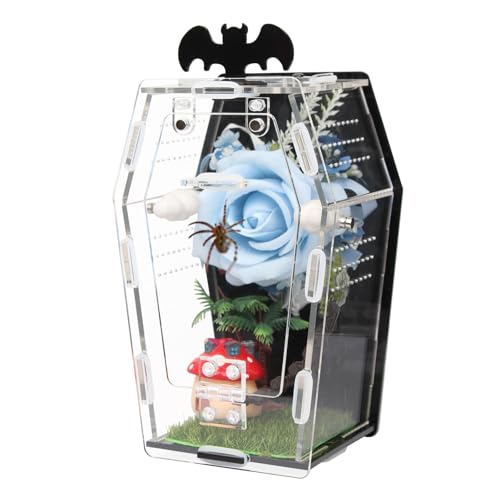 Magnetic Acrylic Jumping Spider Enclosure with Mushroom House, Easy-Feed Hole