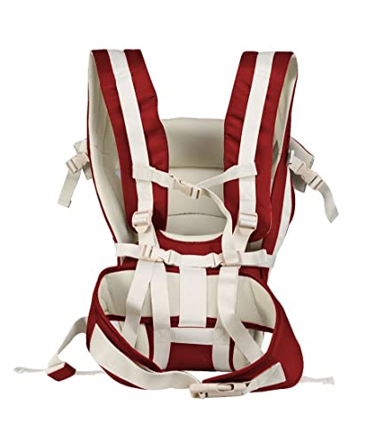 Image of Elementary Elegant Baby Carrier with 4 Carry Positions, Baby Carrier for 4 to 24 Months Baby, Adjustable New-Born to Toddler Carrier with Cushioned Leg Support, Max Weight Upto 15 kgs (Red)