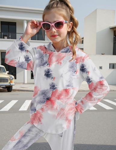 Image of Girls Clothes Tie Dye Sweatsuit Long Sleeve Sweatshirt Tops and Flare Pants 2PCS Girls Fall Clothes