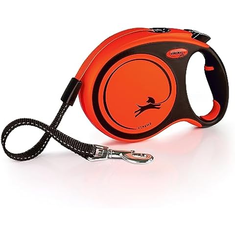 FLEXI Xtreme Tape Retractable Dog Leash for Large Dogs Upto 121 lbs. – 26 ft., Orange/Black | Tangle Free Pet Walking Leash with One-Handed Brake, Pause, Lock | German Quality Product Cover