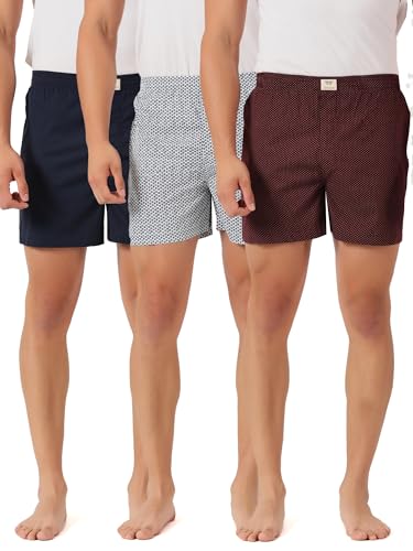 Image of Thomas Scott Men's | Cricket Club | Regular Fit | 100% Cotton | Casual | Woven | Boxer | Shorts | Pack of 3