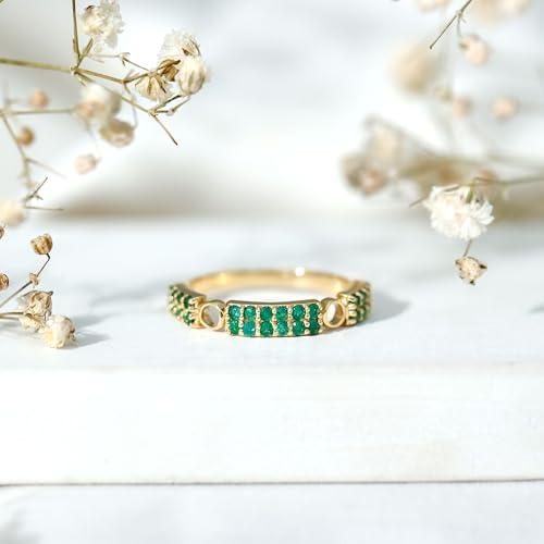 Natural Emerald Wedding Anniversary Ring | AAA Quality | Eternity Wedding Band for Women - With Jewelry Box3