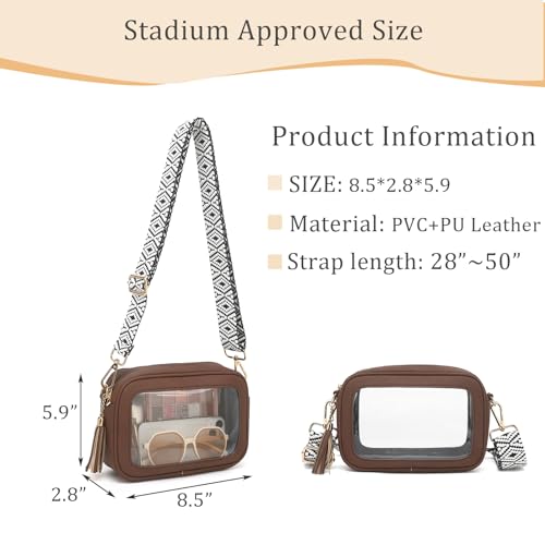 Image of FAIME Clear Bag for Stadium Events, Clear Crossbody Purse for Women, Small Transpartent Bag for Concerts, Sport Events | Stadium Approved