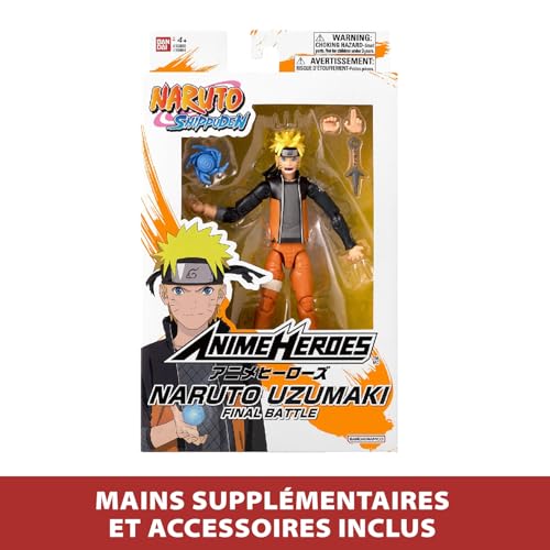BANDAI - Anime Heroes - Figurine Naruto Uzumaki (Final Battle) - Licence Officielle Naruto Shippuden - Figurine Manga Anime Heroes 17 cm - Figurine Naruto articulée - Jouet Enfant 4 Ans et + - 36964