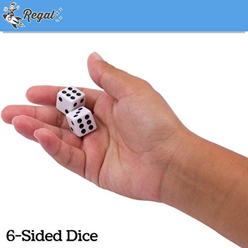 Regal Games - 6-Sided Urea Game Dice Set - Standard 16Mm Size - 100 Count - White - Perfect For Group Events, Bulk Buying #TOP2