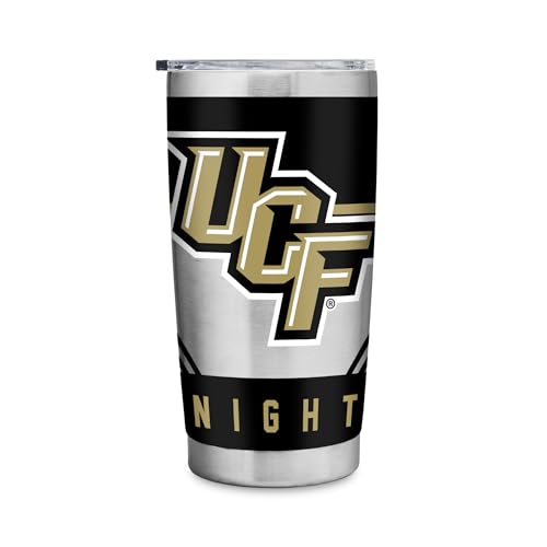 Rico Industries NCAA Central Florida Knights - UCF 20oz Stainless Steel Tumbler with Lid - Great for Coffee, Tea, Water or Cocktails