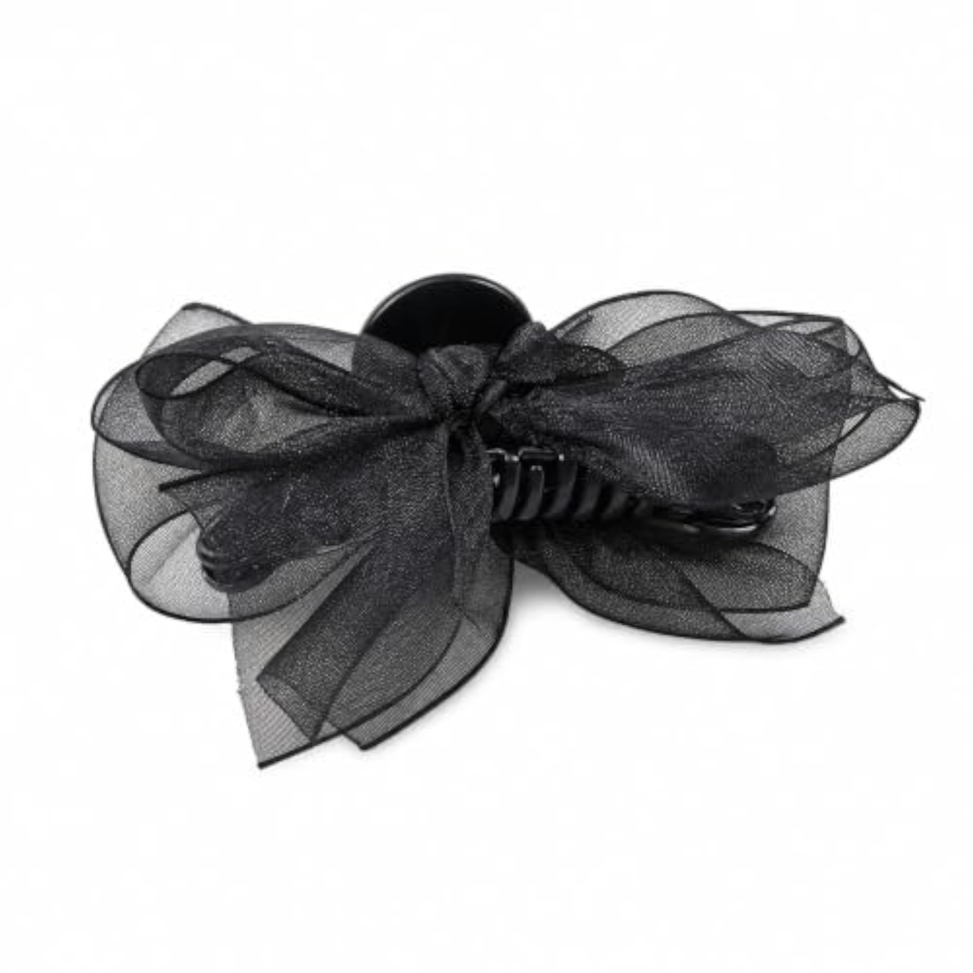 Black Mesh Bow Hair Claw Clip for Women, High Crown Volume Accessory