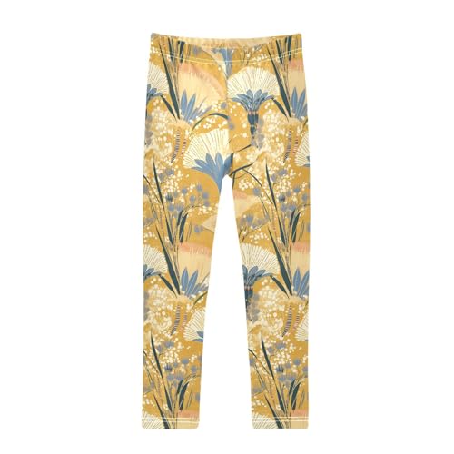 KLL Beautiful Vintage Pattern Bouquets Toddler Girls' Cotton Pants Fashion High Waisted Leg Yoga Pants Exercise