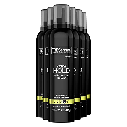 TRESemmÃ© TRES Two Hair Mousse Extra Hold Extra Firm Control Styling Mousse For All Day Humidity Resistance 10.5 oz, 6 Count, White