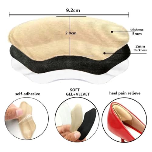 Image of Heel Pads Inserts Grips Cushions Protectors Liner Filler Snugs For Shoes Too Big Loose Prevent Slip Blisters Pain Fit Men Women Multicolor