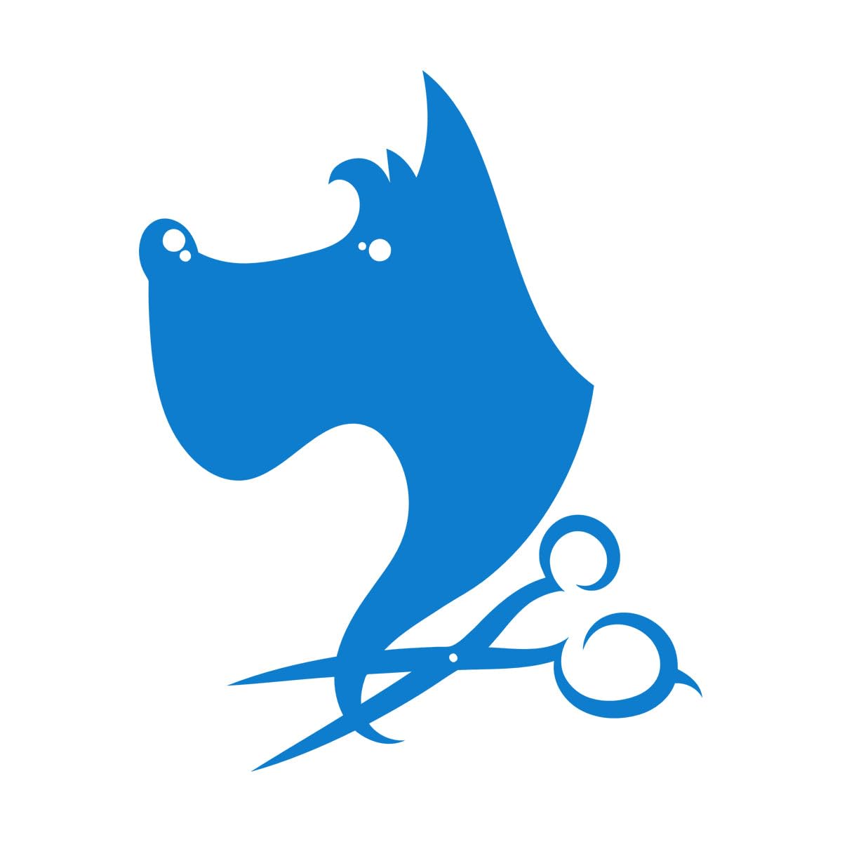 Wall Vinyl Sticker Decor Pet Dog Puppy Scissors Grooming Salon 36x44.8cm Easy Installation Small Blue — image 1