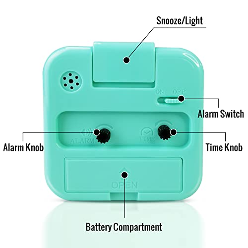 Image of Lamisola Small Battery Operated Analog Alarm Clock, Travel Clock, Quieter Bedside Clocks for Bedrooms Bathroom Shelf Desk, Green