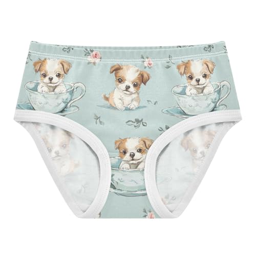 ZZKKO Teacup Puppy Dog Girls Underwear Toddler Panties for Girls Comfort Brief Size 2T-8Y