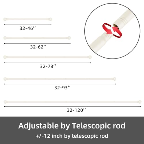 Image of GXOACKJ Curtain Rods for windows 28-78 inch, 5 /8 inch Decorative Ivory White Splicing Heavy Duty Metal Curtain Rod set with Brackets