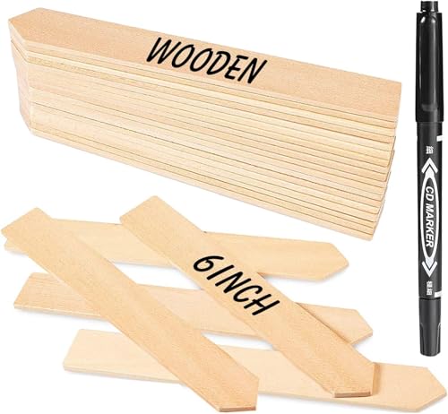 Zkptops 50Pcs Wooden Plant Labels Plant Tags 6 Inch Garden Plants Markers Waterproof Seed Labels Markers Sticks Outdoor Garden Label Stakes Sign Wooden Plants Name Tags for Seedling Vegetables Flower