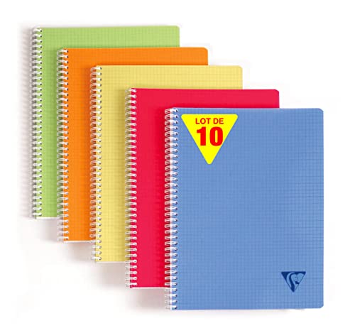 Clairefontaine 328725C Collection Linicolor Fresh Lot de 10 Cahiers à Spirale - 17x22 cm - 100...