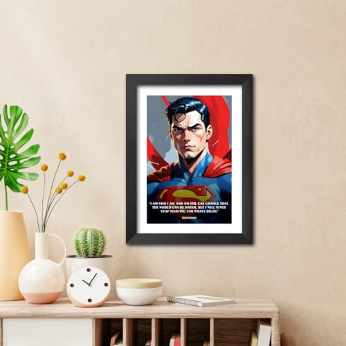Image of TenorArts Superman Poster with Quotes Comics Photo Frame Painting With Black Wooden Textures (12inches x 9inches)