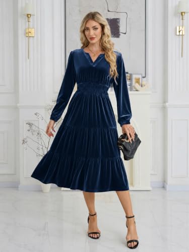 Image of Jayscreate Women's 2025 A-line Suede Dress Pocket Mini V Neck Elegant Long Sleeve Spring Fall Winter Short Dress