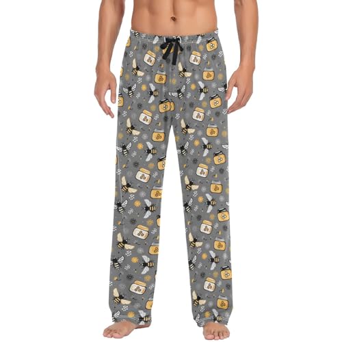 Honey Jar Bees Flowers Mens Pajama Pants Lounge Bottoms Soft Sleep Pants L