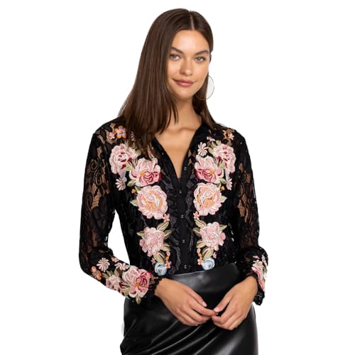 Johnny Was Veronne Lace Blouse (Slip) Long Sleeve Floral