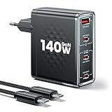 toocki Caricatore USB C 140W, adattatore GaN rapido e compatto a 4 porte, comandi 2M 240W Cavo USB C per iPhone 17/17 Pro/16/15, Samsung, MacBook Air/Pro, Pixel, AirPods e altri dispositivi