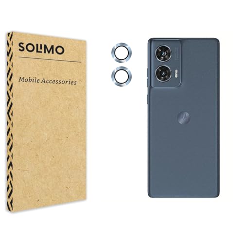 Image of Amazon Brand - Solimo Camera Glass Lens Protector Ring for Moto Edge 50 Fusion 5G Case Friendly with Edge to Edge Coverage and Easy Installation (Blue)