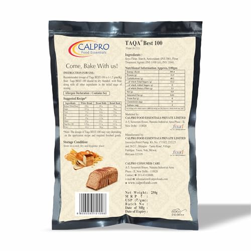 Image of Calpro's Taqa Best 100 - 250G | Multipurpose Bread Improver | Enhances Dough Rise, Crust & Freshness | 100% Vegetarian
