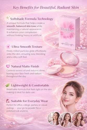 Image of White Tone Face Powder for Women, Get Oil-Free, Even-Toned Skin Instantly, 80g (Pack of 2)