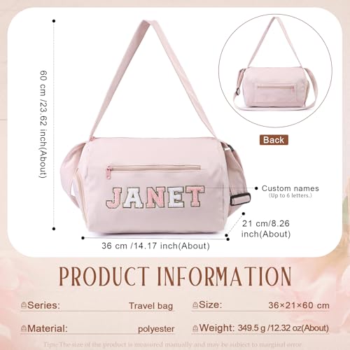 Personalized Travel Bag for Women Custom Name Duffle Bag Customized Overnight Bag Sports Gym Bags Bridesmaid Gifts for Women (Pink)2