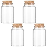 Lusofie 4 Stück Klar Mini Glasflaschen Mit Korken Leere Kleine Gläser Mit Deckel Gewürzgläser Einmachgläser Phiolen Glasgefäße Für Dekoration geschenke Party Küchengewürz DIY-Bastelarbeiten (90ML)