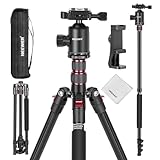 NEEWER 77" Camera Tripod Monopod with Holder for Video Recording, Compact Aluminum Lightweight Travel Stand with Ball Head QR Plate Bag Cleaning Cloth, Max Load 34lbs