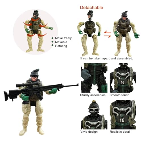 6 Pcs Army Men Toy Soldiers Action Figures with Weapon for Boys 4-7