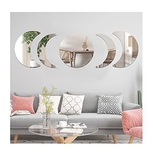 5 Pegatinas De Espejo De Fase Lunar, Autoadhesivas, Estilo Escandinavo, Sin Marco, DecoracióN Bohemia Para Sala De Estar, Dormitorio Cover