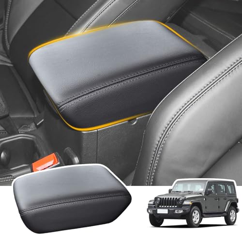 JYMAOYI Center Console Cover Fit for Jeep Wrangler JL 2018-2024 & Jeep Gladiator 2020-2023, Microfiber Leather Armrest Box Lid Protector Cover