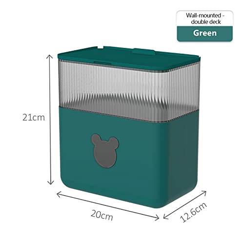 LucaSng Dispenser di carta da parete per asciugamani, rotolo di carta con contenitore per cosmetici, per ufficio, bagno, cucina e ristorante, asciugamani usa e getta da appendere alla parete (verde)