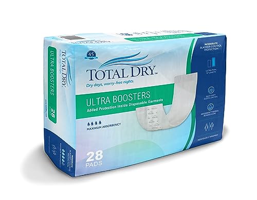 TotalDry Overnight Duo Booster Pads for Women - FSA HSA Approved Incontinence Pads for Moderate Bladder Protection - Maximum Absorbency in 28 Count