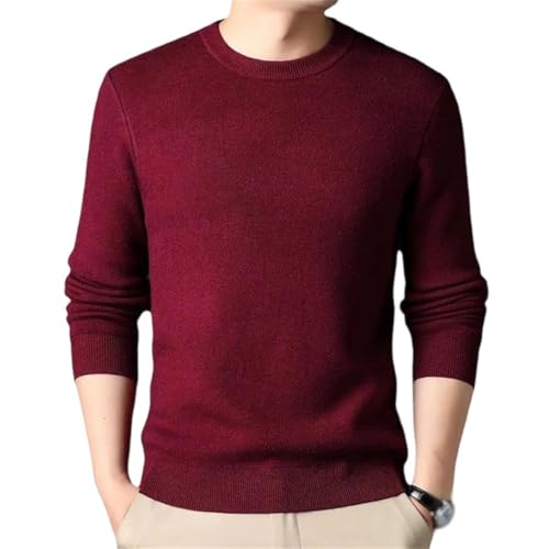 Men's Solid Color Knit Crew Neck Pullover Sweater Lightweight Vintage Loose Fit Streetwear Winter Warm Cozy Top