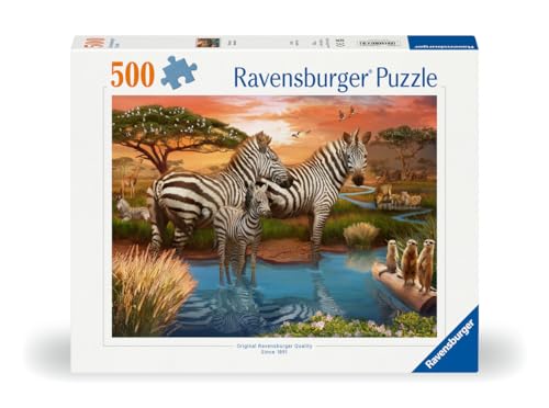 Puzzle 500 pièces : Zèbres au plan d'eau Ravensburger France - vue 5
