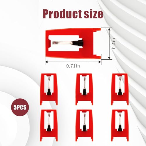 Fyjbnh 6Pack Diamond Stylus Record Player Needles Universal Replacement for Turntables Needle for Vinyl Record Player LP Phonograph Compatible with ION,Jensen,Crosley,Victrola,Sylvania and More(Red)