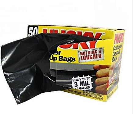 Husky Contractor Trash Bags, 42 Gallon, Heavy Duty, 50 Count – Tear Resistant, Black