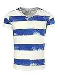 Rote Ziernähte Key Largo Herren T-Shirt AIRLINE Vintage Look Gestreift mit Ziernähten V-Ausschnitt blau S