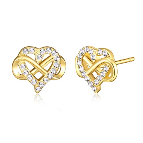 Philip Jones 18k Gold Plated Infinity Heart Stud Earrings Created with Zircondia® Crystals