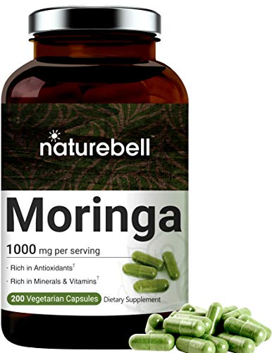 Moringa Capsules, 1000mg Per Serving, 200 Counts, (Made with Organic Moringa), Strong Antioxidant