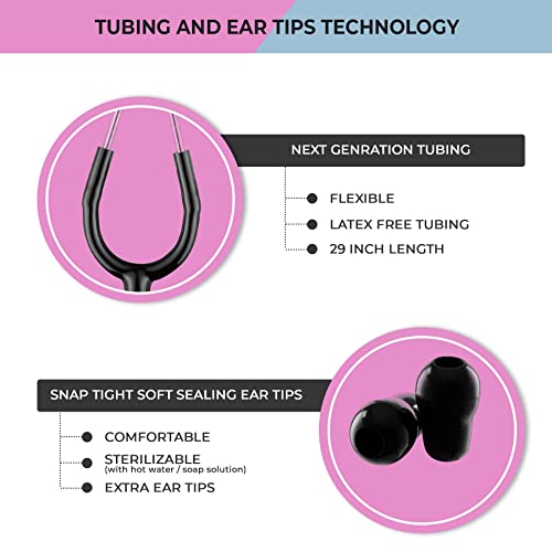 Revival Pediatric Neonatal Stainless-Steel Dual Head Stethoscope For Infant Care, Pediatricians, Neonatologist, Nurses And Medical Students With Tunable Diaphragm, Latex Free Tubing.(Black) #TOP3