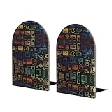 Buchstützen mit Spiel-Videospiel-Muster, Holzbuchhalter, dekoratives Buchaufbewahrungszubehör für Bücherregal und Bibliothek.